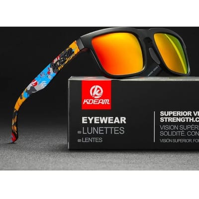 Nieuw KDEAM Merk Hoge Kwaliteit Vierkante Zonnebril voor Heren Sport Gepolariseerde Zonnebril 2025 Reflecterende Coating Kleurrijke Lens UV400 Only Sunglasses