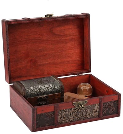 Golden crown - Vintage Houten Opbergdoos - Sieraden Organizer - Retro Decoratief - Lotus met slot - Compact en licht - Geschikt voor Sieraden en Documenten