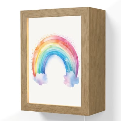 Wandlamp 15x20 cm - Oplaadbaar - Regenboog - Kinderen - Meisje - Wandlampen binnen woonkamer - Slaapkamer lamp met kabel - Decoratieve nachtlamp - Vloerlamp snoer