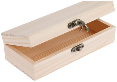 Dailygoods- Juwelendoos Ongelakt Hout - Houten Kist - Scharnierend Deksel - Knutselproject - Opslag voor Sieraden - Afmetingen 18x7,8x4,9cm - Opslagdoos