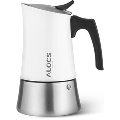 Outdoor Camping Fornuis Espresso Maker Moka Pot Roestvrijstalen Italiaanse Koffiezetapparaat wit