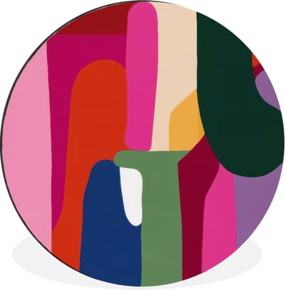 WallCircle - Wandcirkel - Muurcirkel - Kleurvakken - Recht - Rond - Abstract - Aluminium - Dibond - 30x30 cm - Binnen en Buiten
