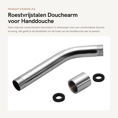 Dailygoods- Douchearm Roestvrij Staal - Douchekopverlengingspijp - Wandmontage - G1/2 Inch Draad - Slijtvast - Eenvoudig te Installeren - Douchekopverlenging