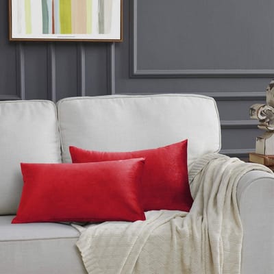 Kussenslopen Set - Decoratieve Hoezen - Woonkamer Decoratie - Verborgen Rits - 30x50 cm - Wijnrood