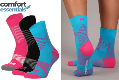 Comfort Essentials - Lage Compressie Sokken - 3 Paar - Multi Roze - 35-38 - Enkelsokken - Korte Compressiekousen