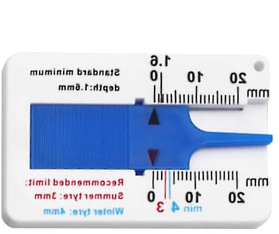 Banddieptemeter - Profieldieptemeter Bandentang - Banden Slijtage Controleren - Zakformaat Ontwerp - 0-20 mm - Zwart