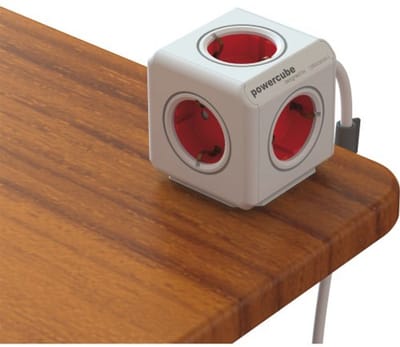 Tafelstopcontact PowerCube 5-voudig Rood 1,5m