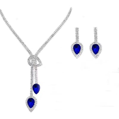 Bruidspak Nieuwe Sieraden Bruidsjurk Elegant Veelzijdig Waterdruppel Ketting Oorbellen Tweedelig Pak