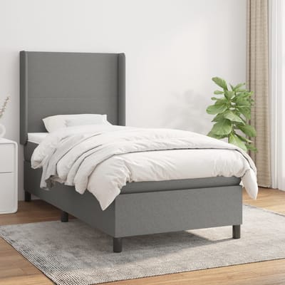 vidaXL - Boxspring - met - matras - stof - donkergrijs - 80x200 - cm