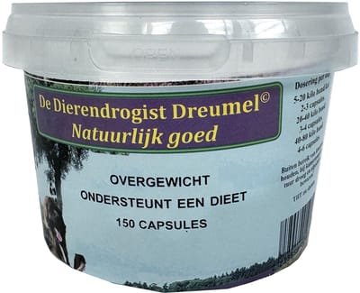 Dierendrogist Bij Overgewicht Capsules - Met Zeealgen en Spirulina - 150st Voedingssupplement voor Honden en Katten