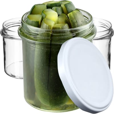 KADAX jampotten, 350 ml, diameter 82 mm, inmaakpotten met schroefdeksel, honingpotten, voorraadpotten voor paddenstoelen, jam, honing (10 stuks, wit)
