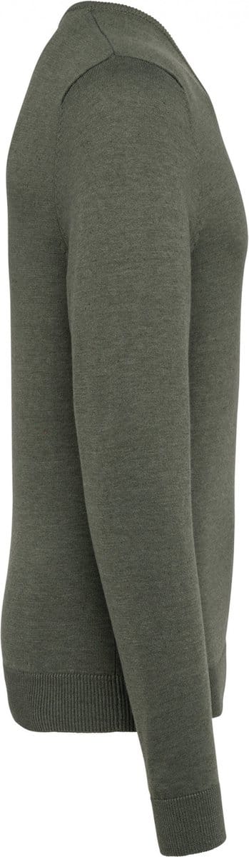 Pullover/Cardigan Heren S Kariban V-hals Lange mouw Green Marble Heather 50% Katoen, 50% Acryl