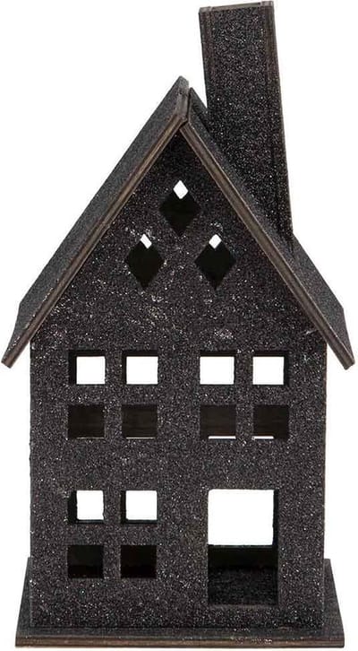 Cosy @ Home Huis Glitter Zwart 13x13xh25cm Hout