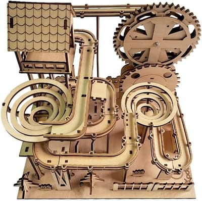 Houten Puzzel - Marmeren Loop - Educatief Spel - Zonder Lijm - 55 cm - Natuurlijk Hout