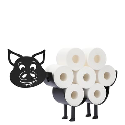 Sanics® Reserverolhouder Varken – Vrijstaand & Ophangbaar – WC Papier houder – Toiletrolhouder Zwart – WC Rolhouder staand 7 Rollen
