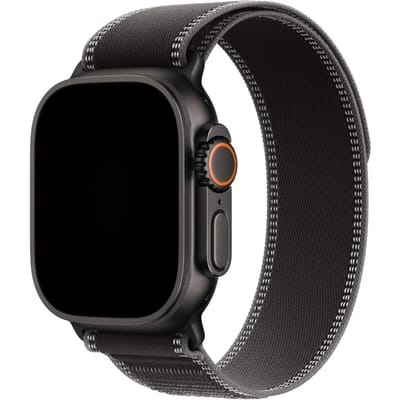 2+1 | Apple Watch Bandje Trail - Nylon - Zwart Houtskool - Zwart