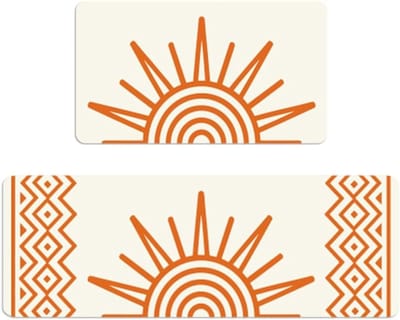 Set van 2 Antislip Keukenmatten voor Badkamer en Keuken - Comfortabele Rubbervloerbedekking voor Binnen, 43x76-120cm, Oranje
