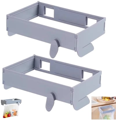 2 stuks - Opvouwbare Afvalzakhouder - Opvouwbare vuilniszakhouder - vuilniszakhouder - Hangende vuilniszakhouder - voor keukens - campers - buitenlocaties - grijs - 18,5 x 12,5 cm