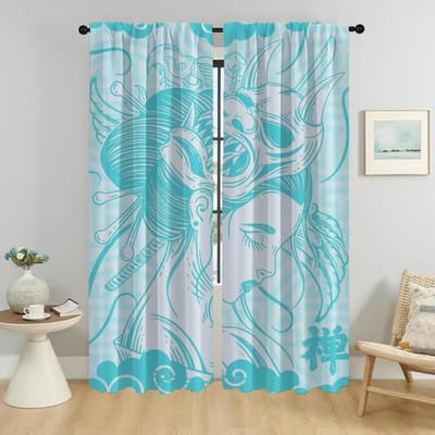 Japan Gordijnen voor Slaapkamer Shades Scheidingswand Elegante Kamergordijnen 2 Stuks Halloween Decoratie Raamgordijn Woonkamer Keuken W50xH70cmx2pcs-CL