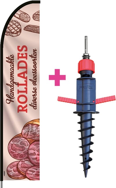 Beachflag - Handgemaakte Rollades #1 - Vlag + Grondboor + Rotator + Hengelsysteem + Draagtas - Actievlag.nl