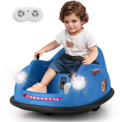 COSTWAY 12 V autoscooter voor kinderen, elektrische bumper-auto met afstandsbediening en ledlampen en muziek, kinderauto, 360 graden rotatie, voor kinderen van 2 tot 5 jaar (blauw)