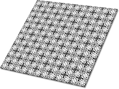 Tulup PVC Tegels - Indonesisch Patroon Vinyl Tegels - 30 cm x 30 cm - Zwart en wit Zelfklevende Vinyltegels - 9 stuks - Zelfklevende PVC Tegels - Geometrisch Plaktegels - Vloer Tegels PVC - Plaktegels keuken en Badkamer