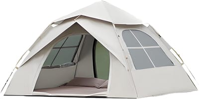 Automatische Pop-up Tent - Vierhoekige Kampeertent voor 1-2 Personen - Vaste Zonnekap - Inclusief Draagtas - Ideaal voor Gezinscamping en Festivals - Met Verzilverde UV-Block Coating - Snelle 3-Seconden Opzet - Niet waterdicht - Wit