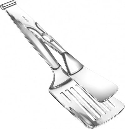 Roestvrijstalen Tang - Kooktang Grilltang - Eten Draaien - Afneembaar 2-in-1 - 28 cm - Zilver
