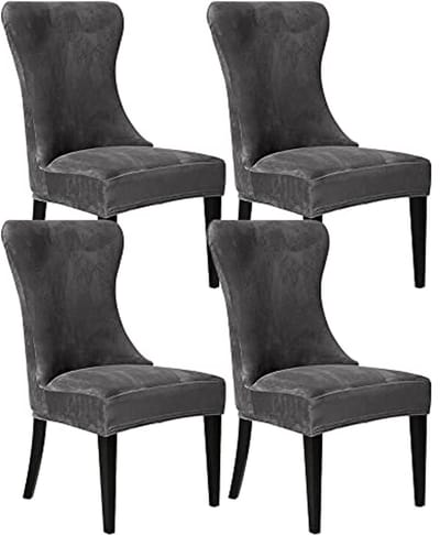 Set van 4 grijze vleugelstoelhoezen - afneembare en wasbare bescherming voor eetkamer en woondecoratie