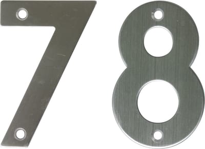 AMIG Huisnummer 78 - massief Inox RVS - 10cm - incl. bijpassende schroeven - zilver