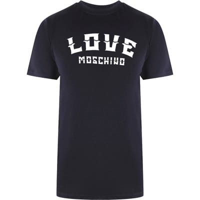 Love Moschino T-shirt Met Opvallend Logo In Marineblauw