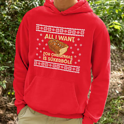 Foute Kerst Hoodie Rood Alles Wat Ik Wol Foar Kryst Is Sukerbole XS - Uniseks Pasvorm - Kerstkleding Voor Dames & Heren