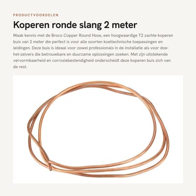 Dailygoods - Koperen ronde slang - 2 meter - T2 - Zacht koperen spoelbuis - Binnendiameter 4mm - Buitendiameter 5mm - Dikte 0.5mm - Koeling sa...
