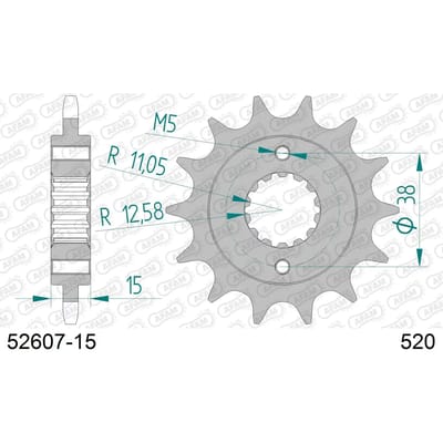 Stalen motortandwiel voor Afam 520 15 dents
