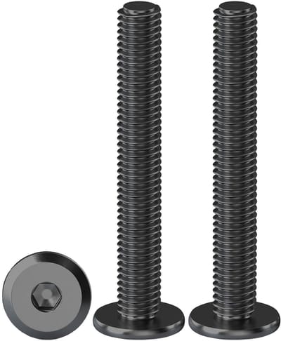 Meubelverbindingsschroeven M6 x 50 mm 20 stuks platte kop roestvrij staal A2 V2A halfrond met binnenzeskant, zwart