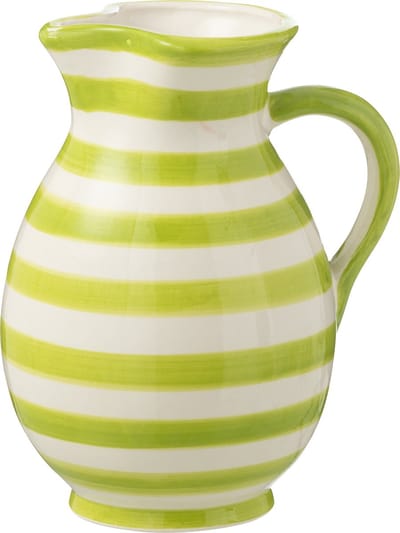 J-Line kruik Granada Stripes - keramiek - wit/groen - medium