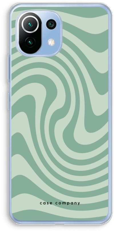 Case Company® - Hoesje geschikt voor Xiaomi Mi 11 Lite hoesje - Swirl Groen - Soft Cover Telefoonhoesje - Bescherming aan alle Kanten en Schermrand
