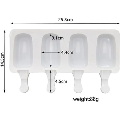 4 Vaks Siliconen Ijsvorm Siliconen Ijslollyvorm DIY Vruchtensap Ijslolly Kubus Maker Bakvorm Ijslollyvorm Bakaccessoires white