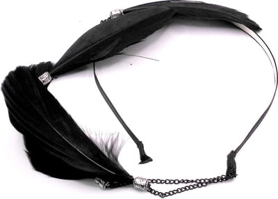 Festival/Ibiza diadeem met hanger 4 veren zwart