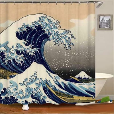 Japans Keramisch Handwerk Waterdichte Polyester Stof Waterdichte Polyester Stof Badkamervorhang 180 x 200cm met 12 haken 180W200H(CM)71x79in