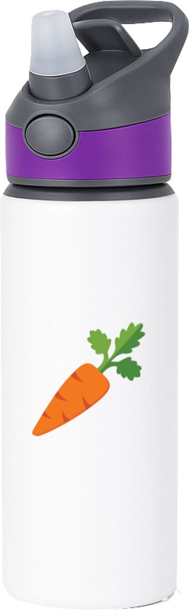 Hacebo® - Wortel waterfles met rietje paars - Groente - Groente liefhebbers - peen - gezond eten - water fles - 650ML