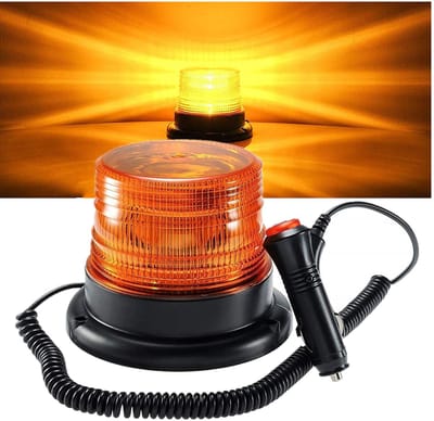 Cuhostki - 1 Stuk - Krachtige Zwaailamp Geel - 9W LED Waarschuwingslicht - Met Magnetische Basis - 360° Zichtbaarheid - Voor Bus, Transport & Industrie