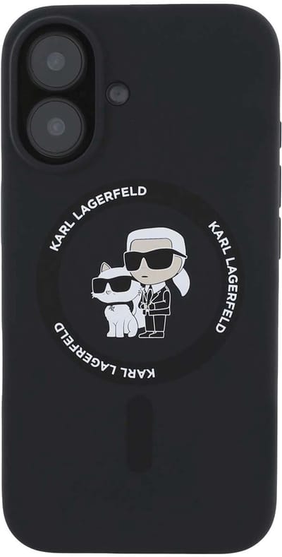 Karl Lagerfeld Backcase hoesje geschikt voor iPhone 16 - Effen Zwart - Silicone