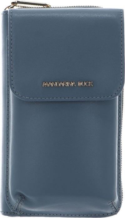 MANDARINA DUCK Leren Telefoontasje Luna Wallet Phone Holder Stormy Weather Blauwgrijs
