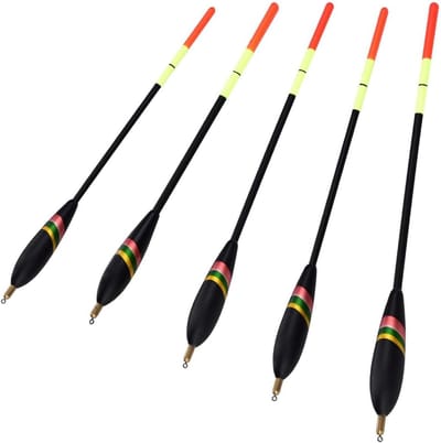 Vijfdelige flexibele dobber set voor perfect vissen op forel in meer, rivier of vijver