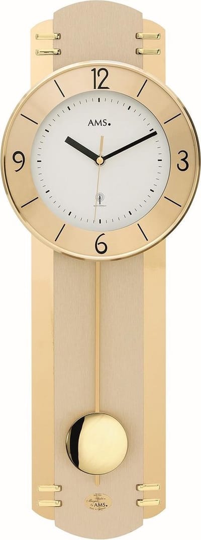AMS Wandklok met slinger Zendergestuurd 5293