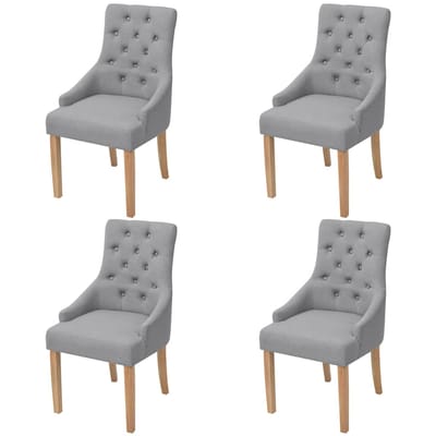 vidaXL - Eetkamerstoelen - 4 - st - stof - lichtgrijs