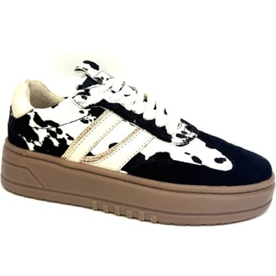 PS Poelman ANEMONE Dames Sneakers - Beige Met Dierenprint - Maat 42
