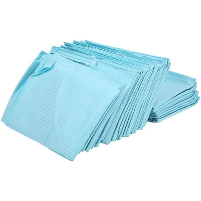 30 Pièces Sac Lacé Bavoirs Dentaires Jetables Tour de Cou Écharpe Serviettes Fournitures de Dentisterie