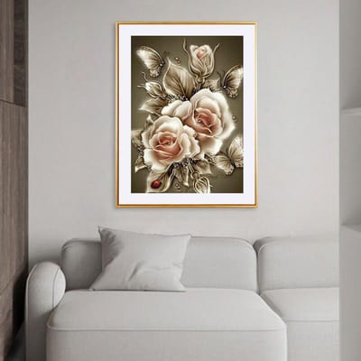Diamant peinture broderie Rose fleur à la main diamant peinture broderie mosaïque croix broderie 20X30CM white